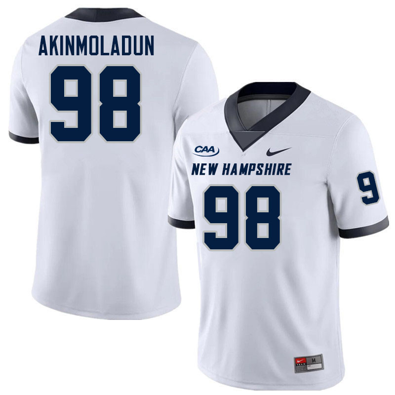 New Hampshire Wildcats #98 Justice Akinmoladun College Football Jerseys,Uniforms-White